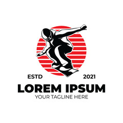 Winter sport. Snowboarding logo template design