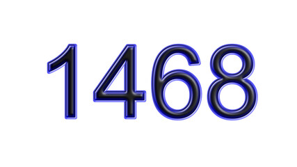blue 1468 number 3d effect white background