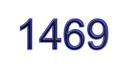 blue 1469 number 3d effect white background