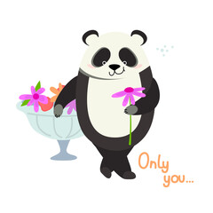 Panda with flower