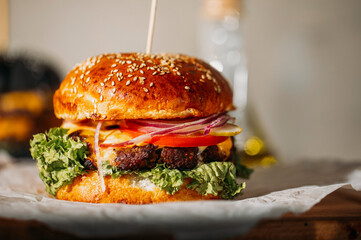 hamburger on a plate