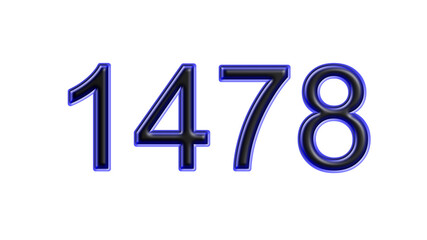 blue 1478 number 3d effect white background