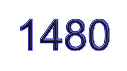 blue 1480 number 3d effect white background