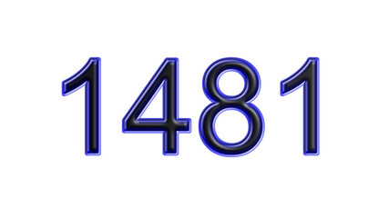 blue 1481 number 3d effect white background