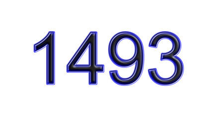blue 1493 number 3d effect white background
