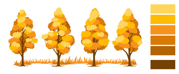 Autumn. Trees set