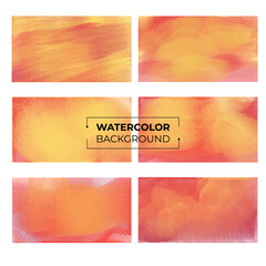 Red and  Yellow combination Watercolor background texture,  Aquarelle paint paper textured stain canvas element for text design, greeting card, template. Multicolor hand drawn illustration