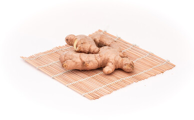 Ginger roots isolated on white background, Indian seasoning spice