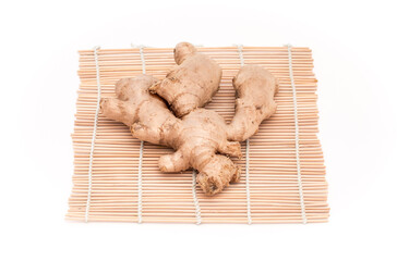 Ginger roots isolated on white background, Indian seasoning spice