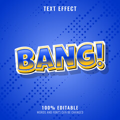 funny bang editable comic text effect with blue and yellow color