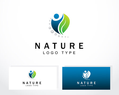 spine logo creative health care hand design concept clinic nature leave