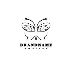 butterfly logo cartoon icon design black isolated vector illustration