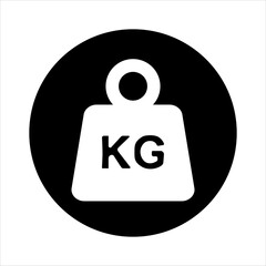 Kilogram weight graphic Icon. KG weight sign in the circle isolated on white background. Flat illustration
