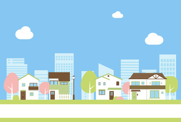 背景素材_ニュータウンの街並み