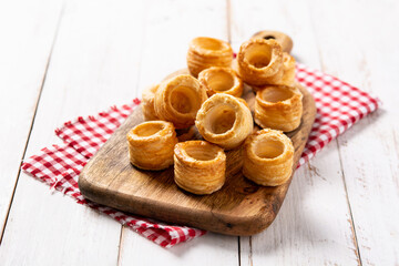 Traditional English Yorkshire pudding on wooden table