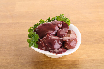 Raw chicken liver in the bowl