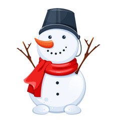 Merry Christmas greeting card with snowman