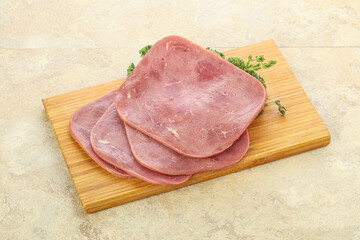 Sliced Beef Ham over board