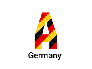 Creative Letter A with 3d germany colors concept. Good for print, t-shirt design, logo, etc. Vector illustration.