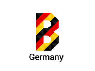 Creative Letter B with 3d germany colors concept. Good for print, t-shirt design, logo, etc. Vector illustration.