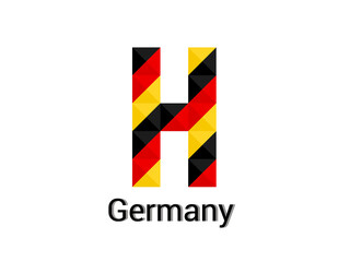Creative Letter H with 3d germany colors concept. Good for print, t-shirt design, logo, etc. Vector illustration.