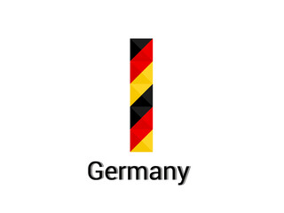 Creative Letter I with 3d germany colors concept. Good for print, t-shirt design, logo, etc. Vector illustration.
