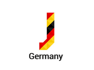 Creative Letter J with 3d germany colors concept. Good for print, t-shirt design, logo, etc. Vector illustration.