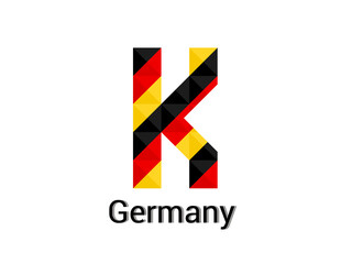 Creative Letter K with 3d germany colors concept. Good for print, t-shirt design, logo, etc. Vector illustration.