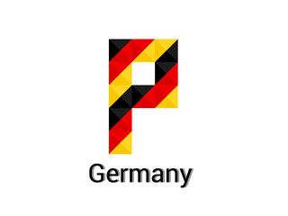 Creative Letter P with 3d germany colors concept. Good for print, t-shirt design, logo, etc. Vector illustration.