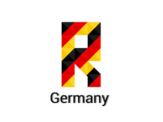 Creative Letter R with 3d germany colors concept. Good for print, t-shirt design, logo, etc. Vector illustration.