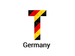 Creative Letter T with 3d germany colors concept. Good for print, t-shirt design, logo, etc. Vector illustration.