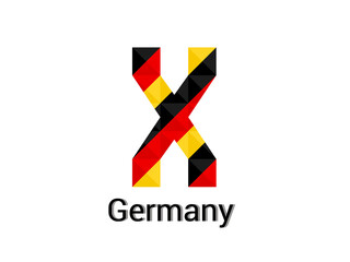 Creative Letter X with 3d germany colors concept. Good for print, t-shirt design, logo, etc. Vector illustration.