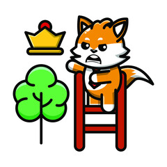 cute fox reaching out a dream icon illustration vector graphic