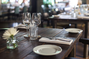 table setting at restaurant
