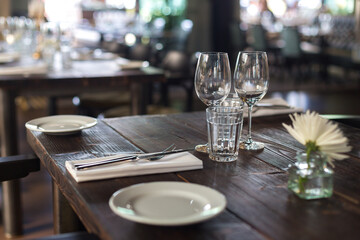 table setting at restaurant