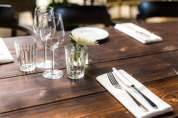 table setting at restaurant