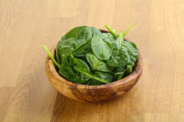 Fresh green spinach leaves in the bowl
