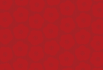 イラスト素材:年賀状2022テンプレート　背景赤梅柄×市松模様　壁紙
