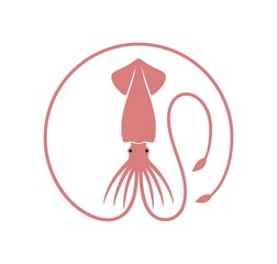 Squid logo. Isolated squid on white background