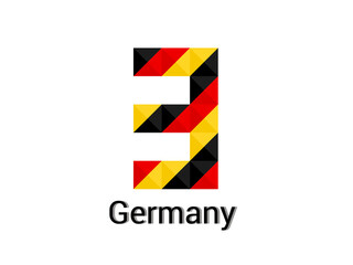 Creative Number 3 with 3d germany colors concept. Good for print, t-shirt design, logo, etc. Vector illustration.