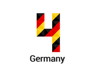 Creative Number 4 with 3d germany colors concept. Good for print, t-shirt design, logo, etc. Vector illustration.