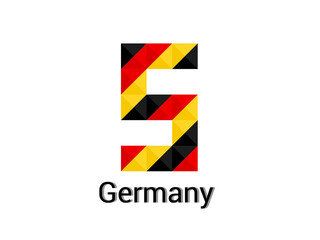 Creative Number 5 with 3d germany colors concept. Good for print, t-shirt design, logo, etc. Vector illustration.