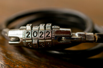 2022 new year. Secret padlock with the number 2022.