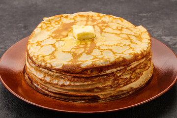 Stack of Russian traditonal pancakes