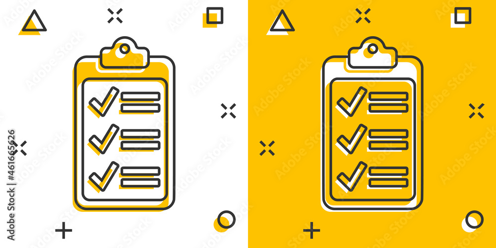 Poster to do list icon in comic style. document checklist cartoon vector illustration on white isolated bac