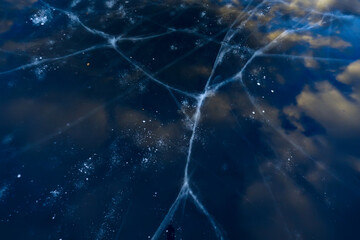 cracked ice texture, abstract seasonal winter cold background, natural ice, broken ice on a lake