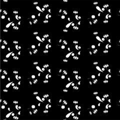 Monochrome floral pattern white on black art design stock vector illustration for web, for print, for fabric print