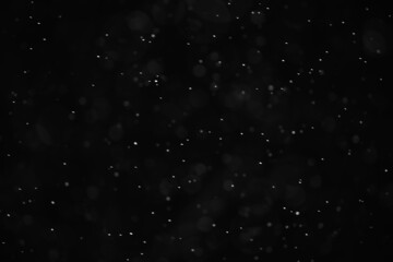 snow black background abstract texture, snowflakes falling in the sky overlay