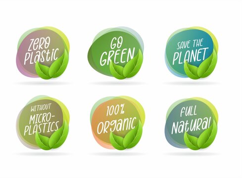 Green Lable Set. Save the world.Vector Illustration Collection