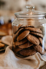Healthy cookies in a glass jar